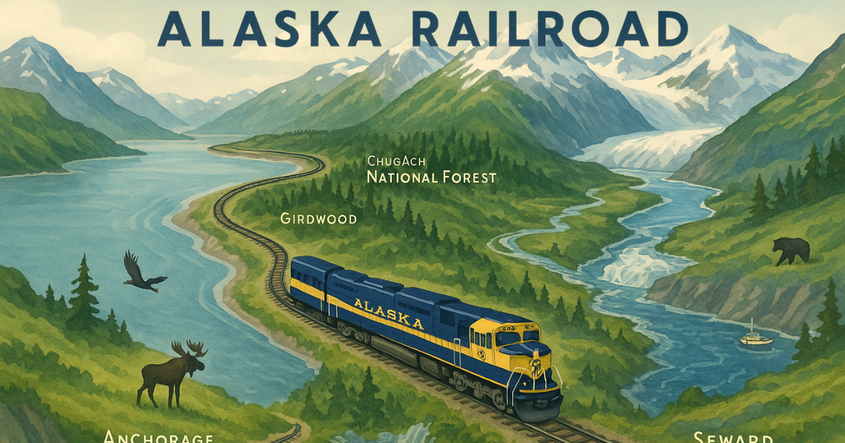Alaska Railroad Route from Anchorage to Seward